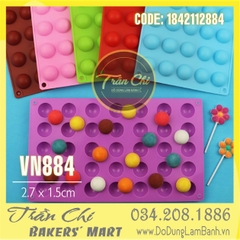 SV24 - Khuôn silicone vỉ BÁN cầu NHỎ 24c 2.7cm (16/1)