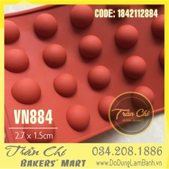 SV24 - Khuôn silicone vỉ BÁN cầu NHỎ 24c 2.7cm (16/1)