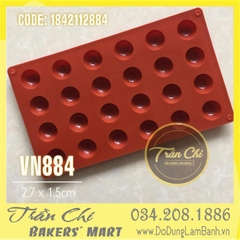 SV24 - Khuôn silicone vỉ BÁN cầu NHỎ 24c 2.7cm (16/1)