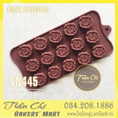 Khuôn silicone vỉ hoa HỒNG nhụy xoắn 15c NHỎ (VN445)