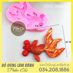 SC370 - Khuôn silicone CÁ 3 đuôi xòe mắt LỚN TRÒN (2/4)