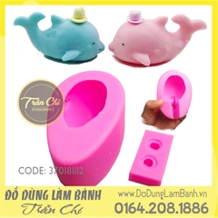 Khuôn silicone Cá heo đội nón 3D