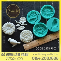 Khuôn silicone Combo 4 khuôn hoa và chim