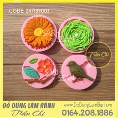 Khuôn silicone Combo 4 khuôn hoa và chim