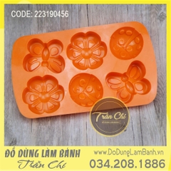 Khuôn silicone vỉ Bướm, bọ, hoa 6c lớn (Chữ nhật)