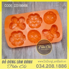 Khuôn silicone vỉ Bướm, bọ, hoa 6c lớn (Chữ nhật)