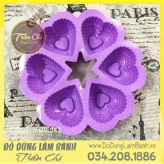 Khuôn silicone vỉ hoa Tim 6c rời