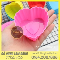 Set 10 khuôn silicone cupcake TIM đáy tim 7cm