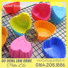 Set 10 khuôn silicone cupcake TIM đáy tim 7cm