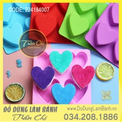 Khuôn silicone vỉ Trái tim 4c vuông