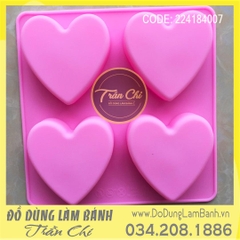 Khuôn silicone vỉ Trái tim 4c vuông