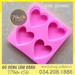Khuôn silicone vỉ Trái tim 4c vuông