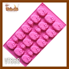 VT889 - Khuôn silicone vỉ Mặt Kitty và Kitty ngồi 15C NHỎ (27/11)