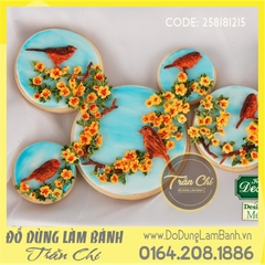 Khuôn silicone Hoa lá và chim - Xám (AF3384)