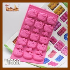 VT889 - Khuôn silicone vỉ Mặt Kitty và Kitty ngồi 15C NHỎ (27/11)