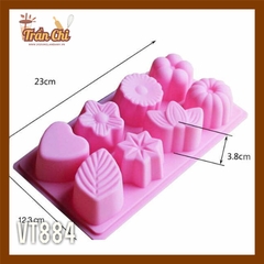 VT884 - Khuôn silicone vỉ Lá, Tim, Hoa các loại 8c (27/11)