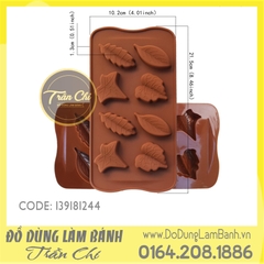 Khuôn silicone vỉ Lá 4 loại 8c NÂU
