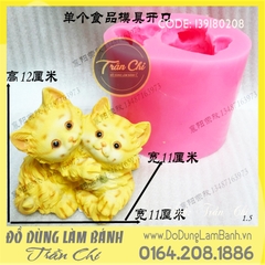 Khuôn silicone Couple mèo LỚN