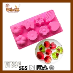 VT884 - Khuôn silicone vỉ Lá, Tim, Hoa các loại 8c (27/11)
