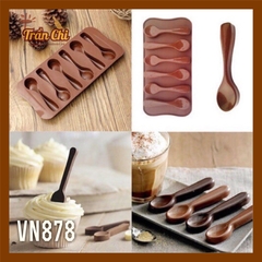 VN878 - Khuôn silicone vỉ Muỗng nhỏ 6c NÂU (27/11)