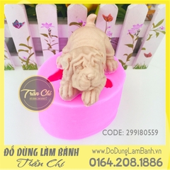 Khuôn silicone Chó Shar Pei nằm nhỏ - White