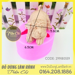 Khuôn silicone Chó Shar Pei nằm nhỏ - White