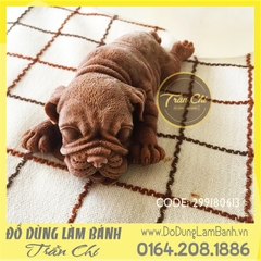 Khuôn silicone Chó Shar Pei nằm lớn - White