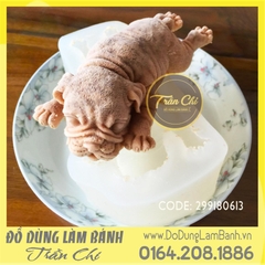 Khuôn silicone Chó Shar Pei nằm lớn - White