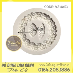 Khuôn silicone Vòng hoa hồng kèm 2 lá - Xám