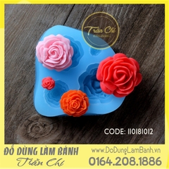 Khuôn silicone Hồng cánh mỏng 4 size nhỏ