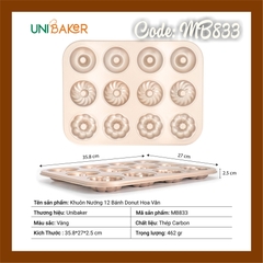 MB833 - Khuôn nướng DONUT Tròn, Xoắn, Hoa UNIBAKER - GOLD (6/12)