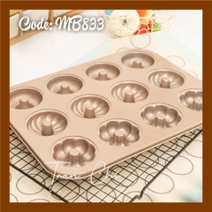 MB833 - Khuôn nướng DONUT Tròn, Xoắn, Hoa UNIBAKER - GOLD (6/12)