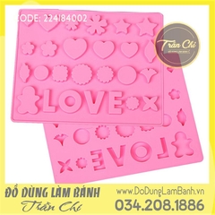 Khuôn silicone vỉ Tim, sao, hoa, tròn, chữ LOVE