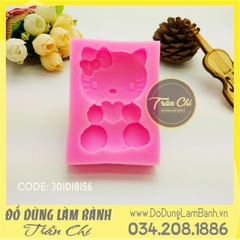 Khuôn silicone Mèo Kitty ngồi ôm tim