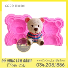 Khuôn silicone Gấu ngồi 3D ĐẠI (2 mảnh)