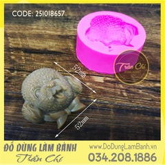 Khuôn silicone Mặt CHÓ cài nơ lè lưỡi (tròn) - Xám