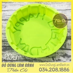 Khuôn silicone tròn Happy Birthday 20cm - LỚN