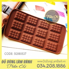 Khuôn silicone vỉ THỎI Chocolate 12c NHỎ (VN537)