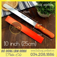 Dao cắt bánh thẳng, KHÔNG răng cưa, cán gỗ - 10 inch