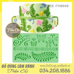 Khuôn silicone Viền thành lá và bướm