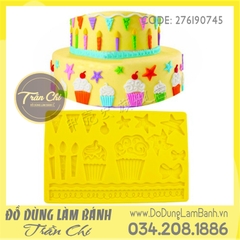 Khuôn silicone Viền thành nến, cupcake, chong chóng, ngôi sao