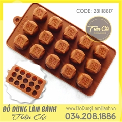 Khuôn silicone vỉ Tròn vuông mặt xoắn ốc 15c