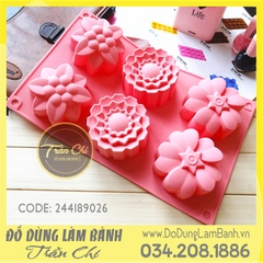 VT0306 - Khuôn silicone vỉ HOA 3 loại 6c LỚN (12/2)