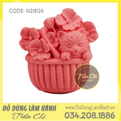 Khuôn silicone Giỏ hoa mèo con