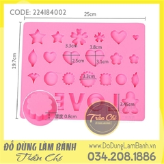 Khuôn silicone vỉ Tim, sao, hoa, tròn, chữ LOVE