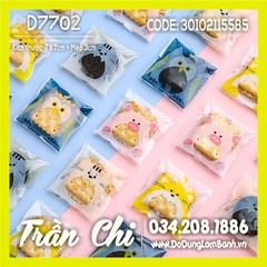 Túi DÁN đựng bánh kẹo Size 7x7cm - Hình CÚ XANH - Xấp 95-100c (D7702)