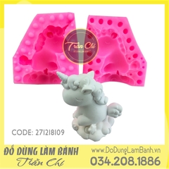Khuôn silicone Ngựa Unicorn ngồi trên đá (2 mảnh)