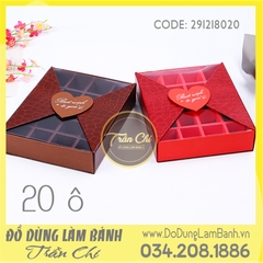 Hộp Chocolate CHỮ NHẬT đứng kính tim 20 ô