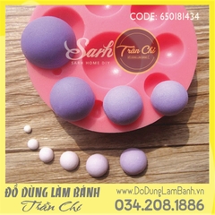 Khuôn silicone Bán cầu lớn nhỏ 10c vỉ tròn