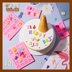 R01 - Set 3 khuôn silicone chữ in, chữ thường và số NÉT CONG (8/12)